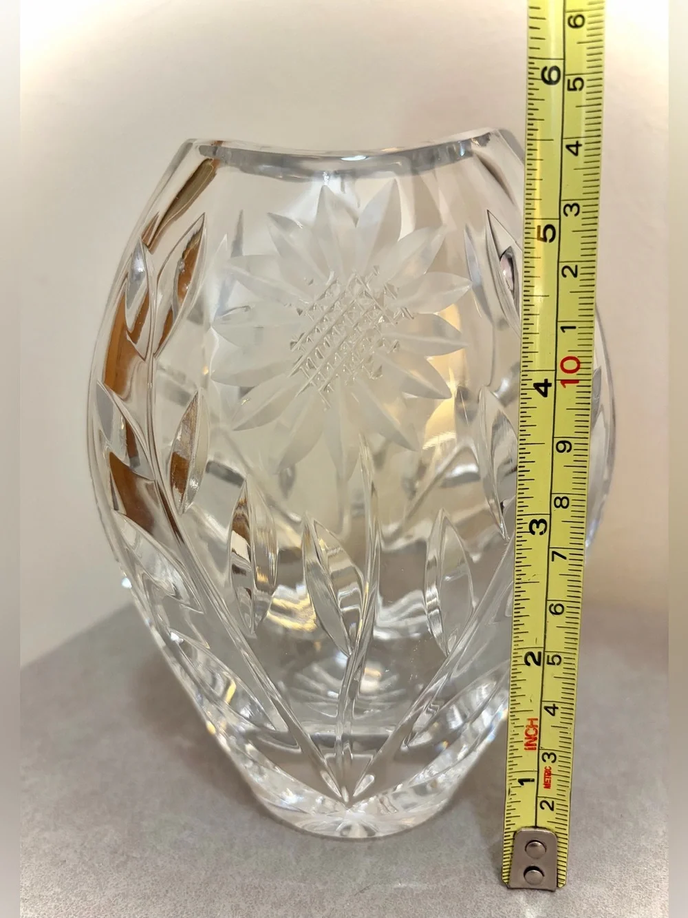 German Lausitzer Margaret Sunflower Lead Crystal Vase Vintage 1960s W Germany